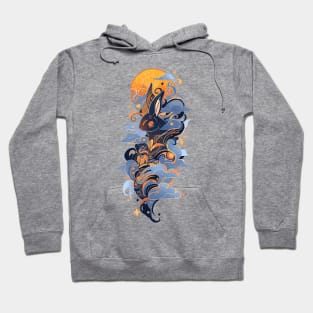 A cloudy japanese rabbit spirit watercolor Hoodie